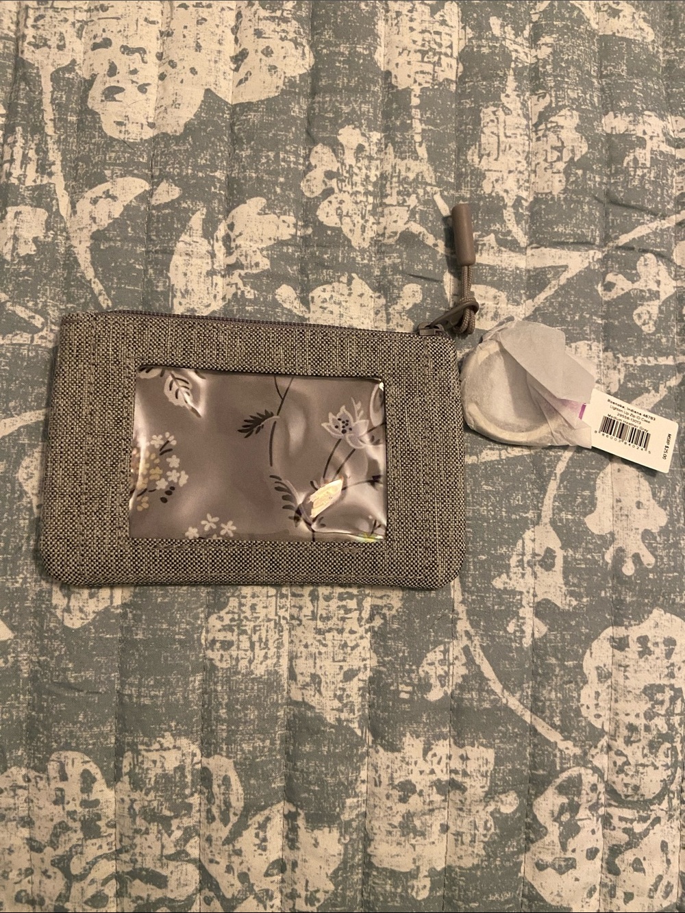 Vera Bradley Gray Floral ID Card Holder